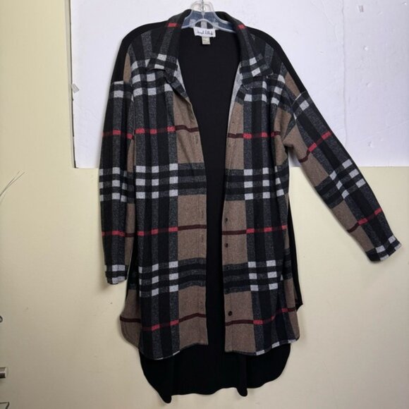 Jospeh Ribkoff Vintage Nova Check Plaid Button Front Shirt Duster Dress Stretch - Picture 4 of 15